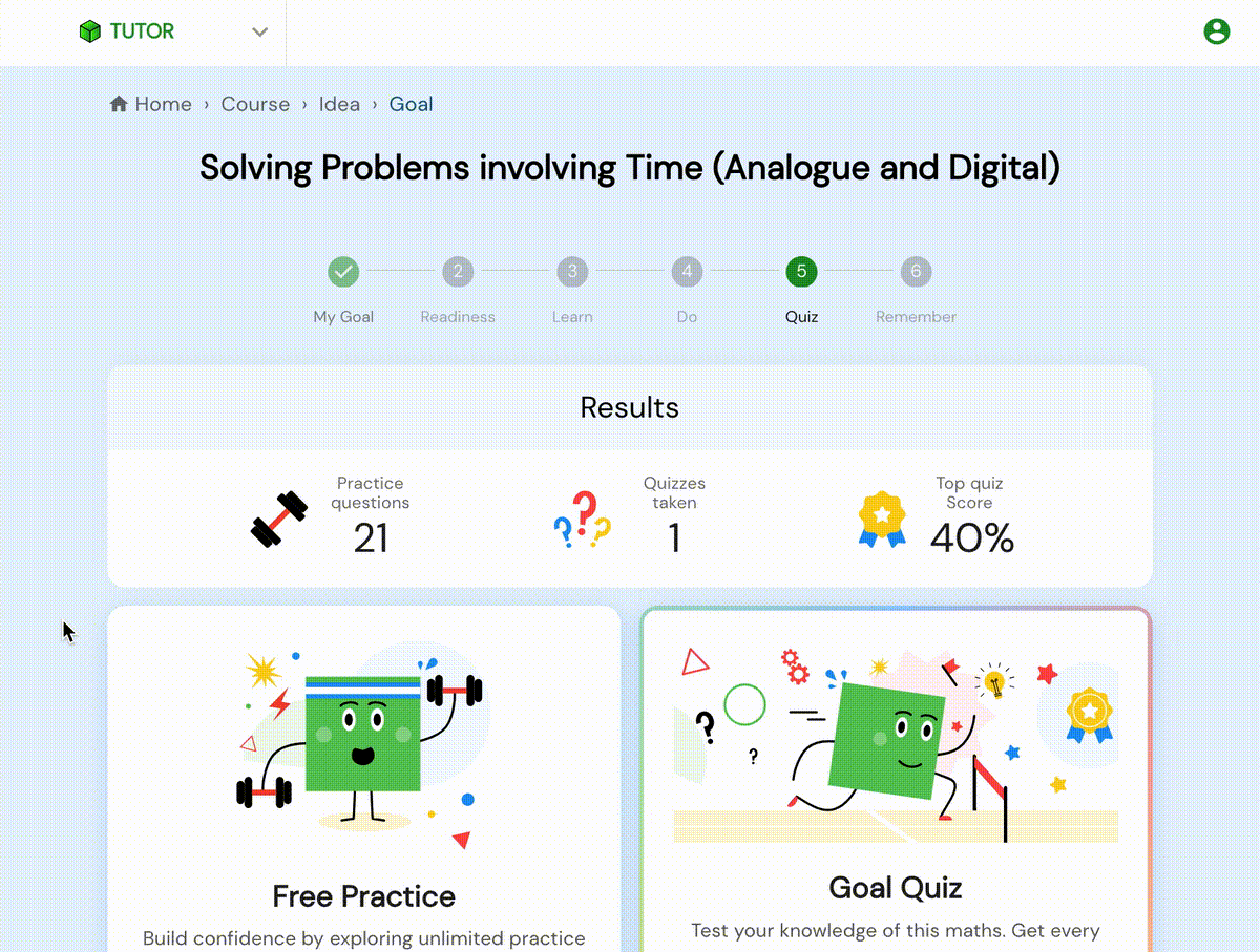 A demonstration of Free Practice on Complete Mathematics TUTOR